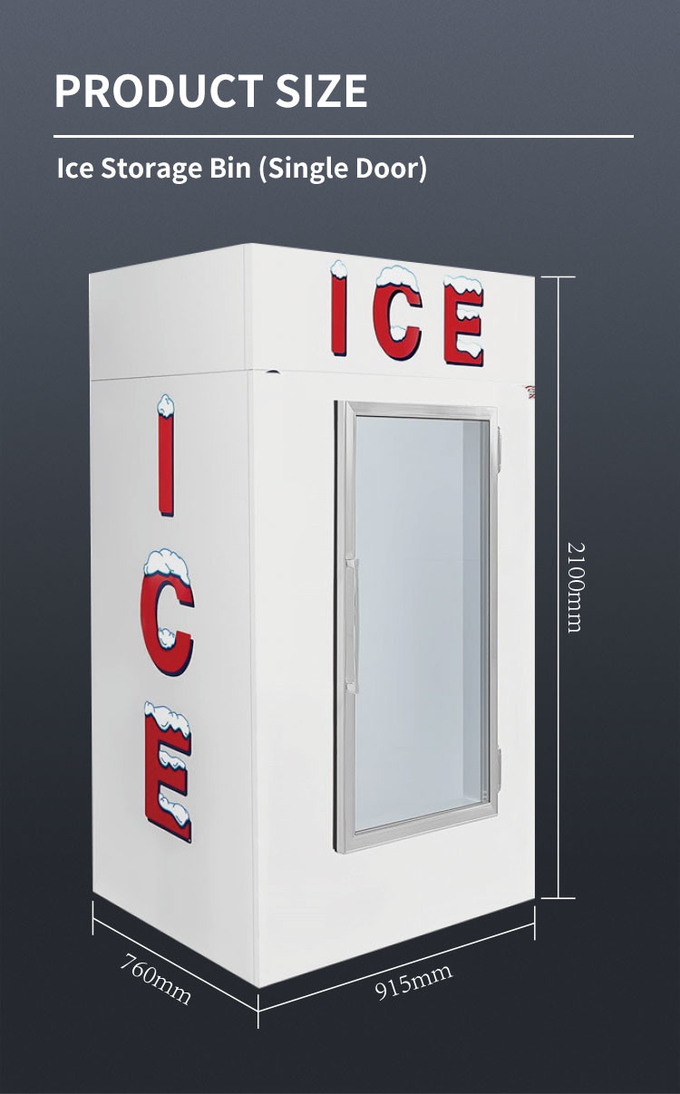 Απόψυξη Auto Cold Wall Outdoor Ice Merchandiser Γυάλινο ντουλάπι παγωτού από ανοξείδωτο χάλυβα 6