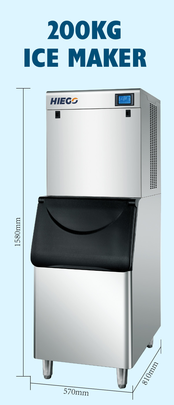 Εμπορική μηχανή παγομηχανής 200kg/24h Αυτόματη παγομηχανή για χρήση σε ξενοδοχεία 7