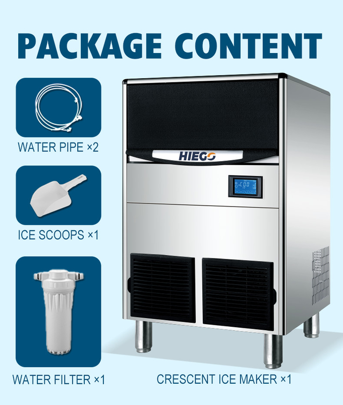 Μηχανή 100KG/24Hr Crescent Ice Machine R404 45kg Clear Ice Making Machine for Commercial 9