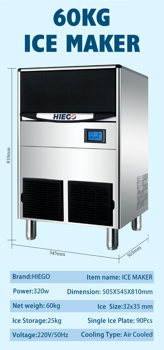 Μηχανή 100KG/24Hr Crescent Ice Machine R404 45kg Clear Ice Making Machine for Commercial 10