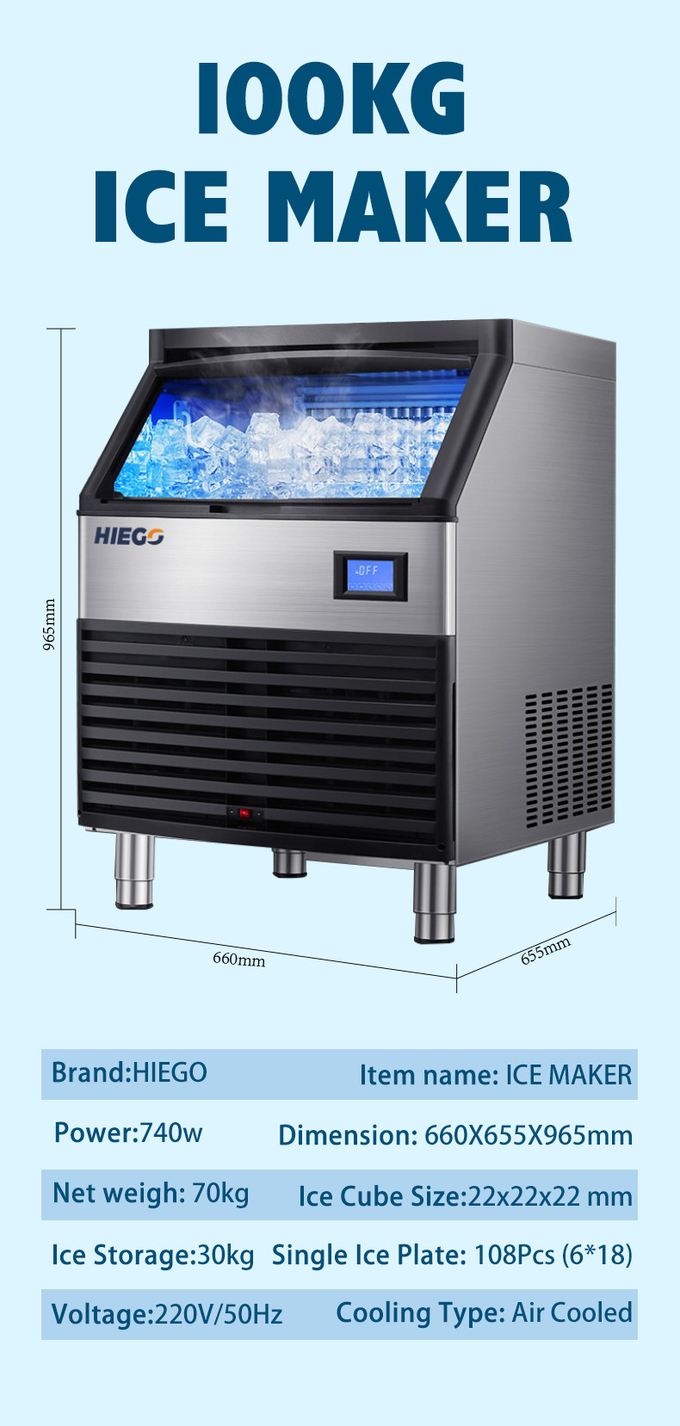 35kg Πλήρως αυτόματη παγομηχανή 100kg Ψυγείο Ice Maker Air Cooling 8