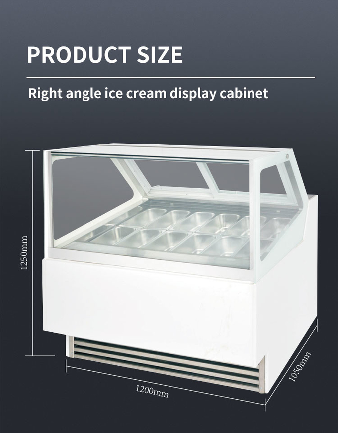 Επαγγελματικός πάγκος παγωτού παγωτού 16 τηγάνια βιτρίνα 2