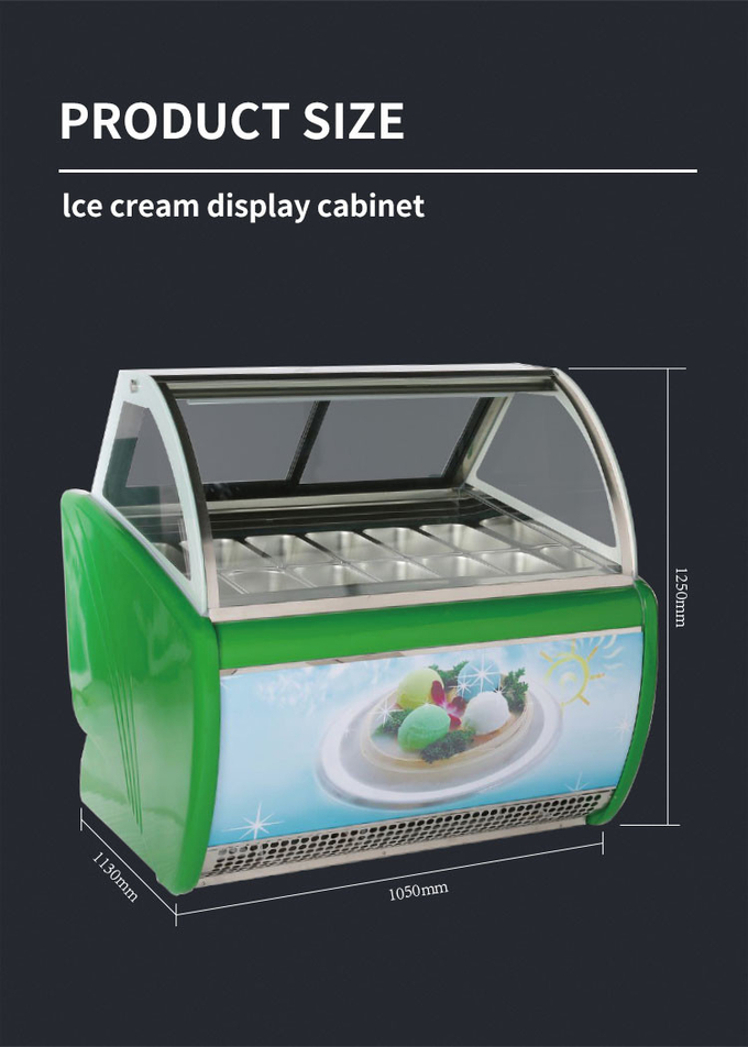 Διάφανη ντουλάπα για παγωτό ζαχαροπλαστικής, ντουλάπι Gelato από ανοξείδωτο ατσάλι 10