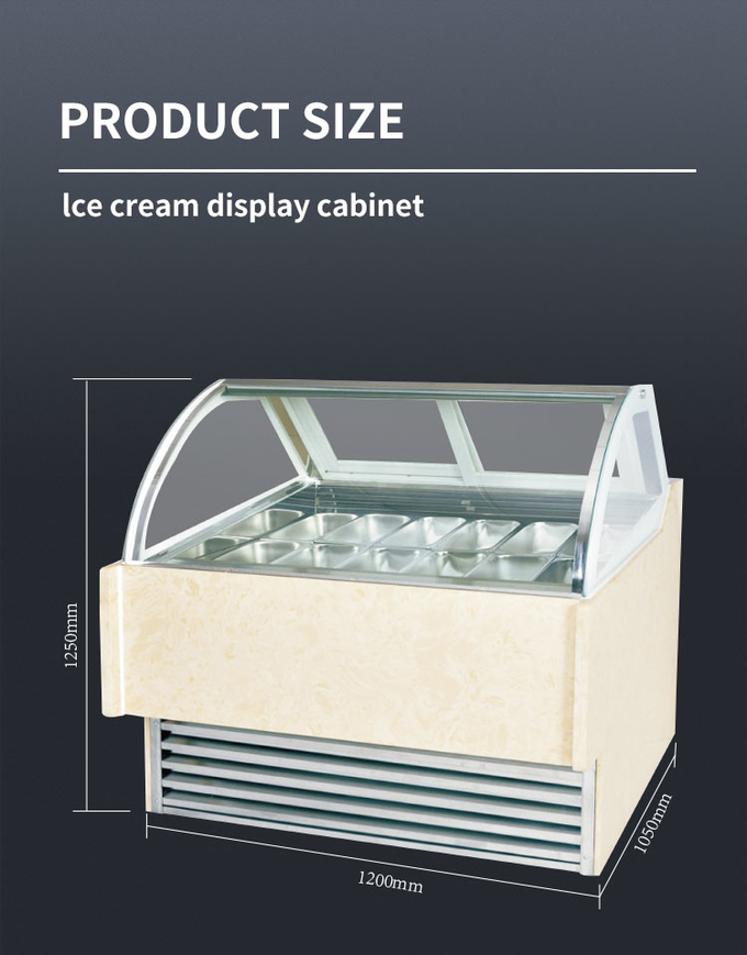 Θήκη βιτρίνας με χωνάκι παγωτού ψητής ζαχαροπλαστικής Stand Alone R404a Εμπορική ντουλάπα παγωτού 4