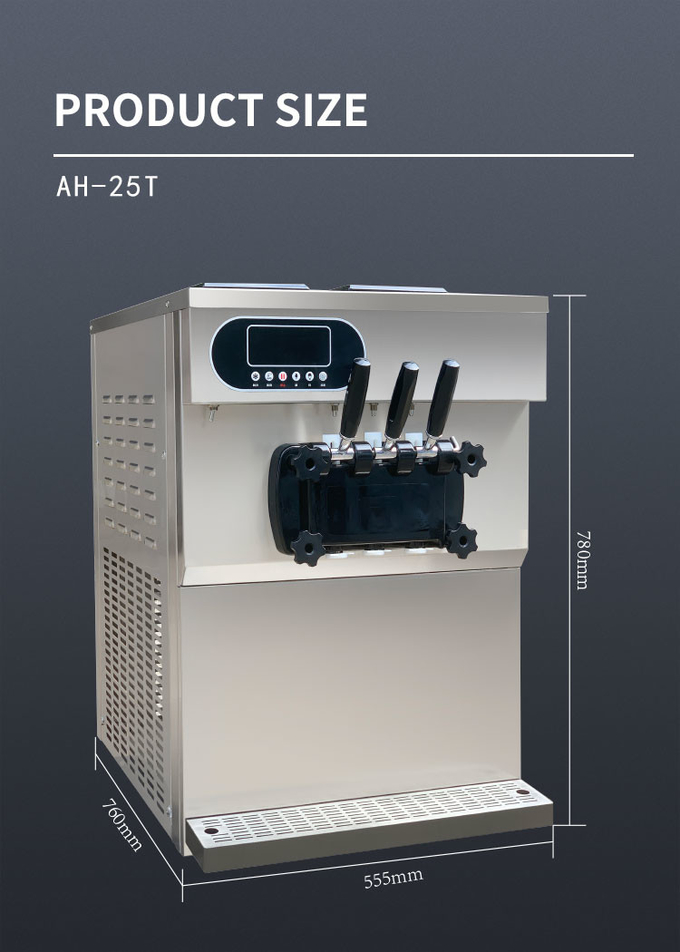 25-28L/H μαλακός εξυπηρετήστε τη μηχανή 3 παγωτού μηχανή κατασκευαστών γεύσεων 4