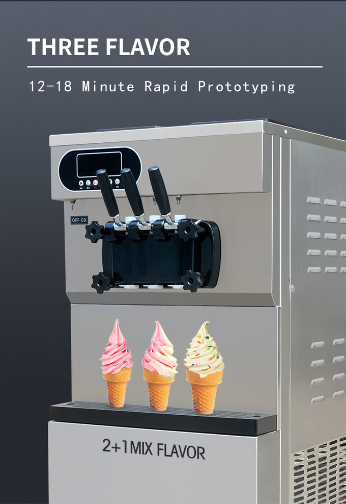 25-28l Βιομηχανικός εξοπλισμός παγωτού 3 γεύσεων Εμπορική μηχανή μαλακής σερβιρίσματος 3