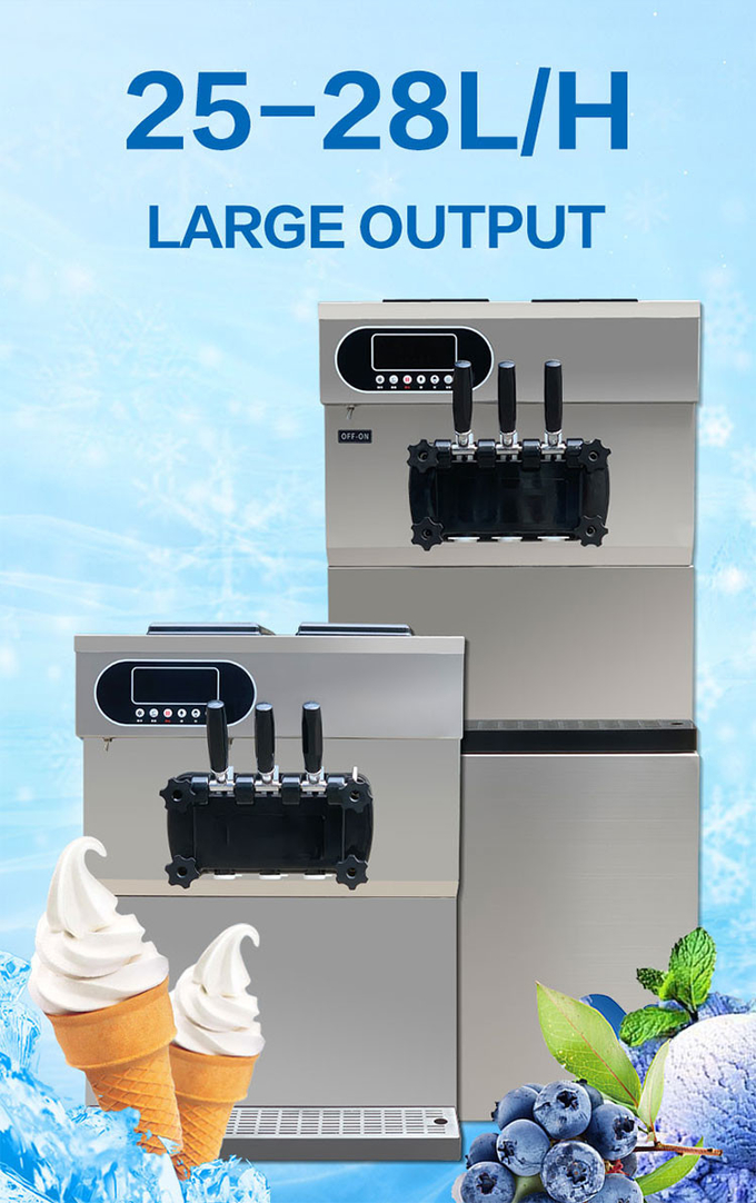 25-28l Βιομηχανικός εξοπλισμός παγωτού 3 γεύσεων Εμπορική μηχανή μαλακής σερβιρίσματος 1
