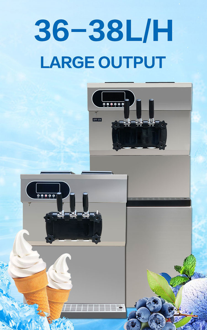 Εμπορική επιτραπέζια παγωτομηχανή 36-38 λίτρων 3 Γεύσεων Εμπορική μηχανή παγωμένης κρέμας 1