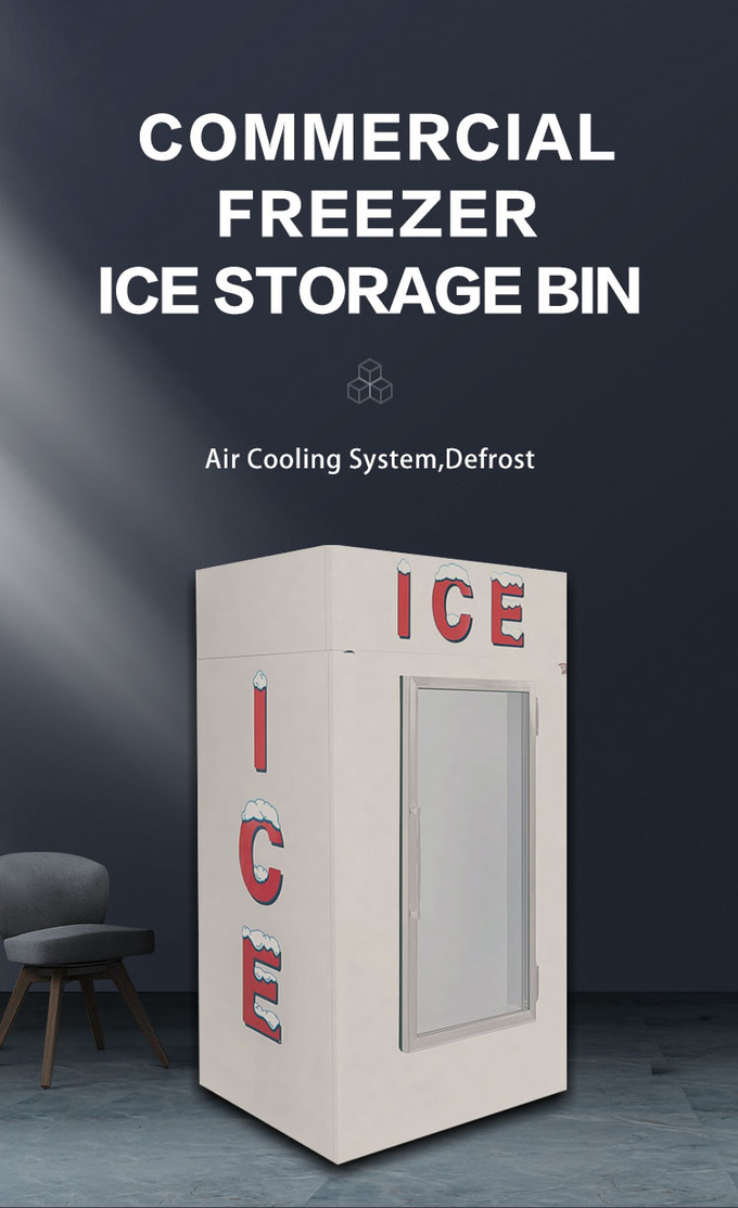 Απόψυξη Auto Cold Wall Outdoor Ice Merchandiser Γυάλινο ντουλάπι παγωτού από ανοξείδωτο χάλυβα 0