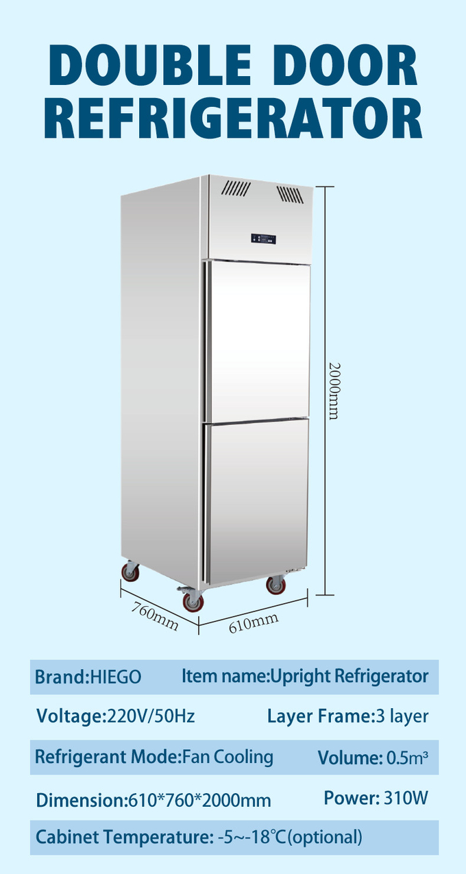 500L εμπορικό όρθιο ψυγείο για τον εξοπλισμό κουζινών εστιατορίων ξενοδοχείων 8