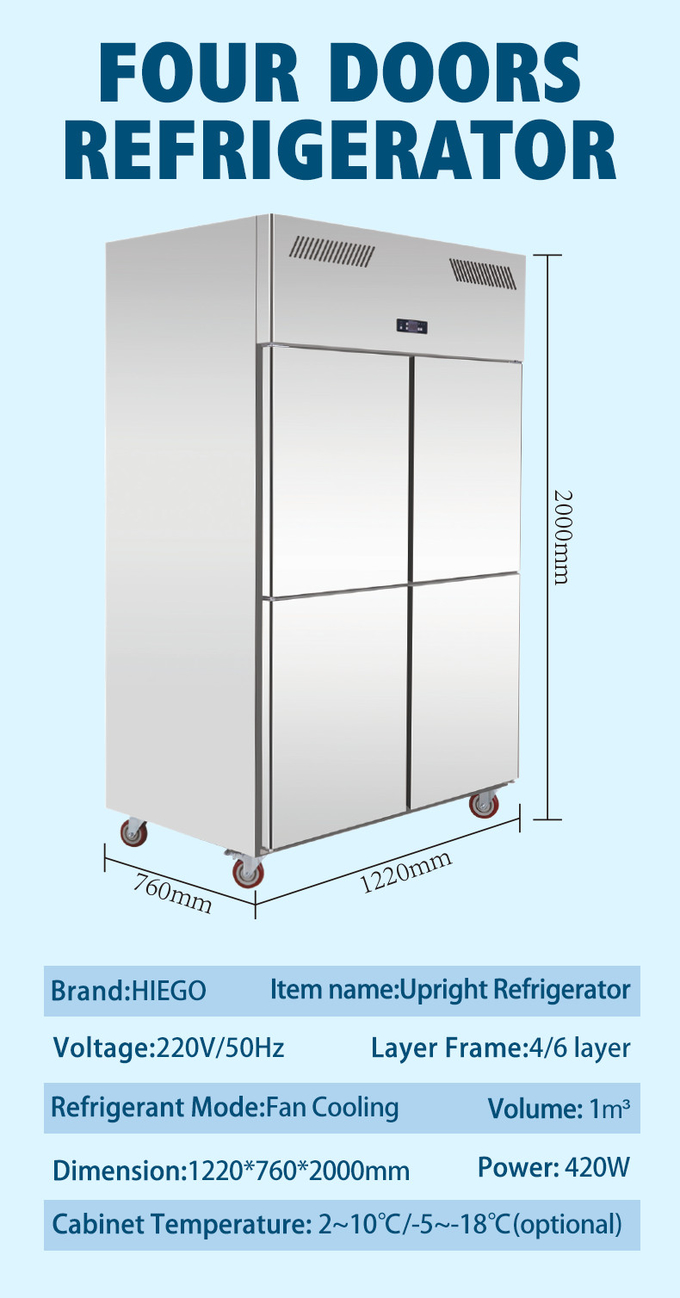 500L εμπορικό όρθιο ψυγείο για τον εξοπλισμό κουζινών εστιατορίων ξενοδοχείων 9